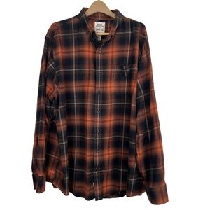 Blake Shelton x Lands End‎ Flannel Shirt Mens 3XL Brown Rust Plaid Flannel Cozy